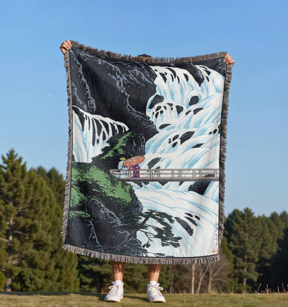 Shiragumo Waterfall: Throw Blanket, Woven Blanket, Tapestry Blanket, Woven Throws, Japanese Woodblock Print, Picnic Blanket, Housewarming Gift (Copy)